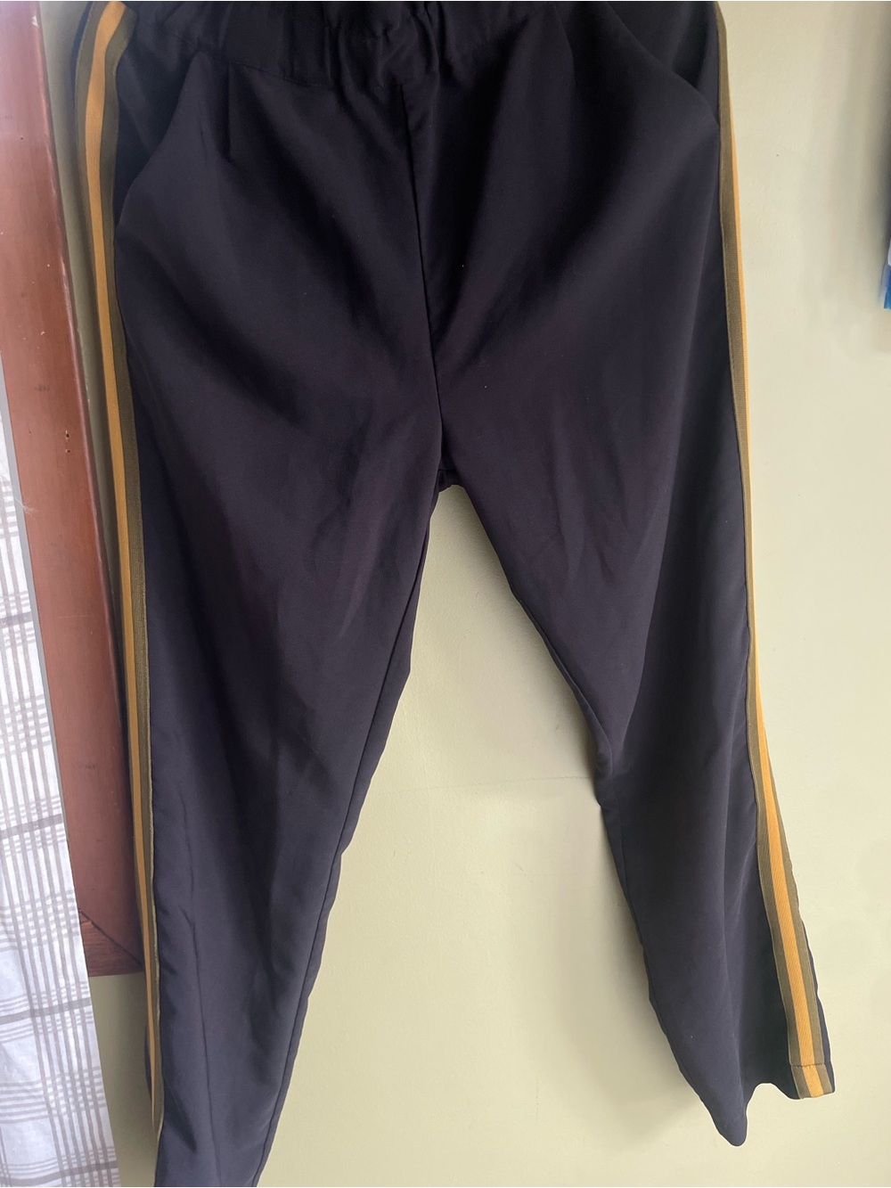 Shine Star Black Tapered Track Pants XL Mesh Side Stripe Athleisure Stretch